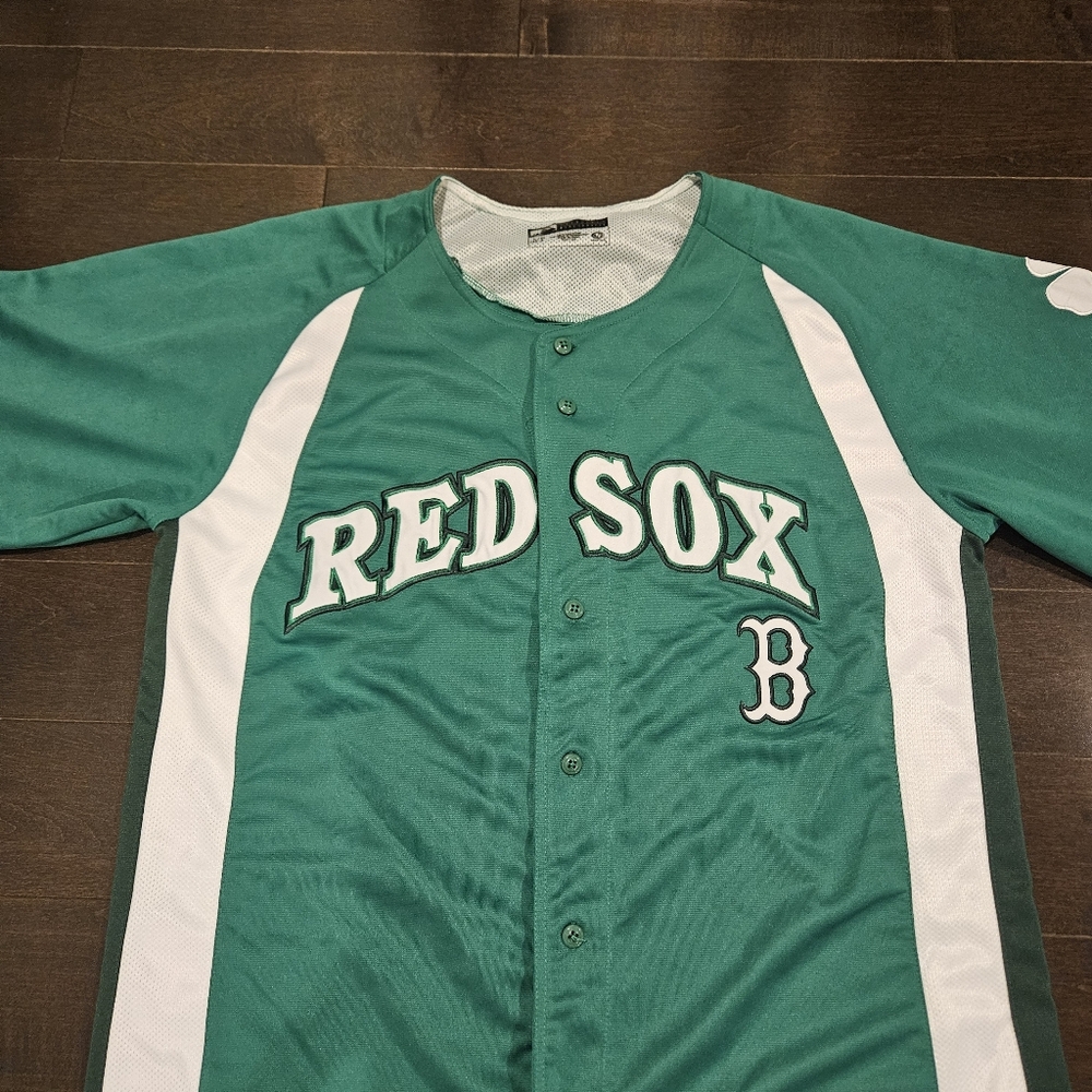 Boston Red Sox Green Irish St Patrick’s Paddy Day Jersey True Fan Size L 42-44